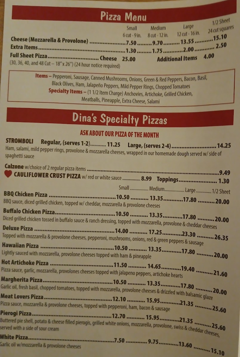 Dina's Pizza & Pub Menu - Image 5